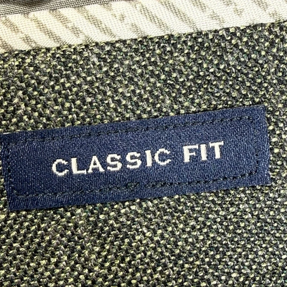 Joseph Abboud Classic Fit Sport Coat Mens 48R Green Wool Silk Linen Plaid Blazer